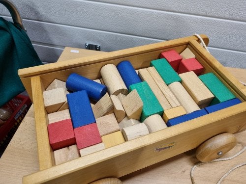 houten blokken met trekkar, Ophalen of Verzenden