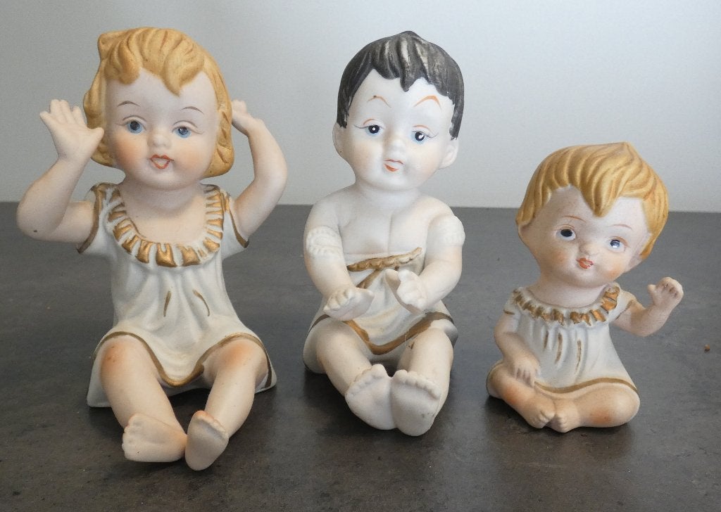 3x piano biscuit porselein beeldjes [2115], Antiek en Kunst, Antiek | Porselein, Ophalen of Verzenden