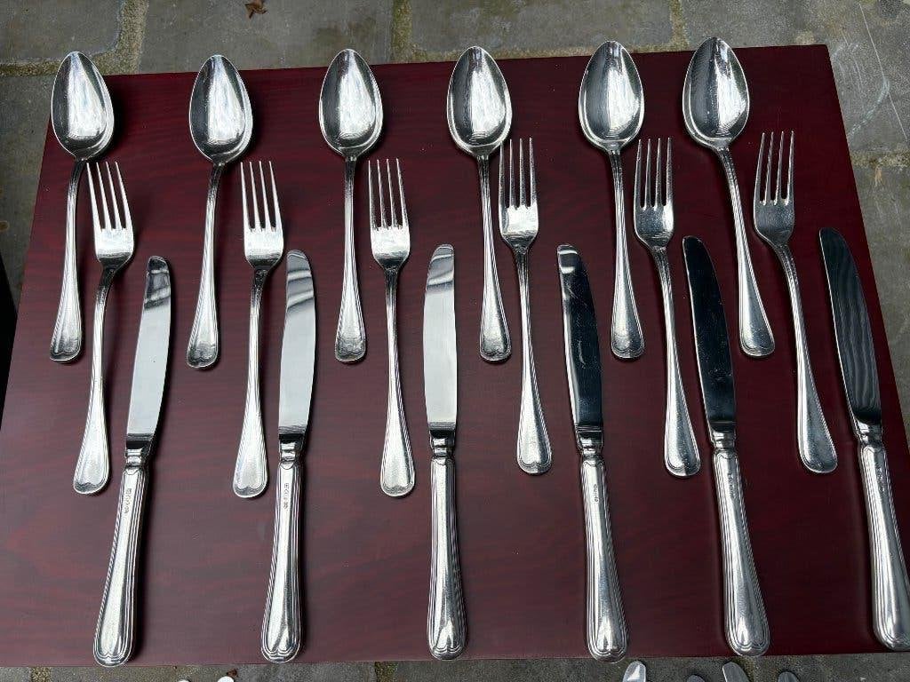 Gero 100 6 pers verzilverde bestek set, Antiek en Kunst, Antiek | Bestek, Ophalen of Verzenden
