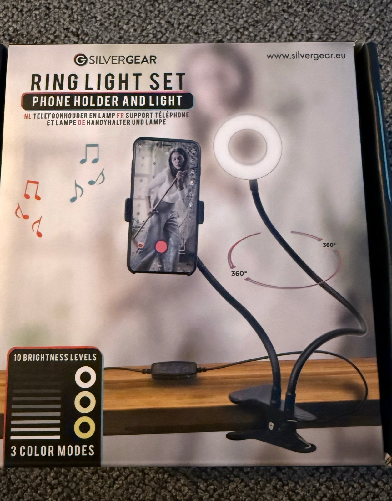 Silvergear Ring Light Set met Telefoonhouder en Lamp, Ophalen of Verzenden, Nieuw, Telefoonhanger of Accessoire, Overige merken