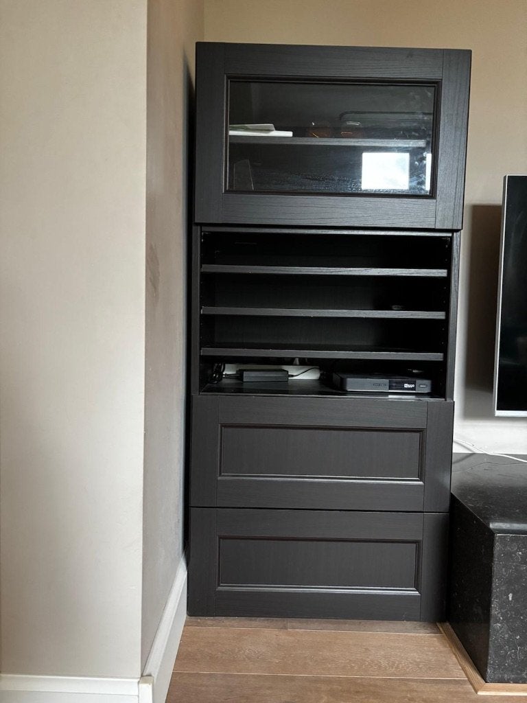 IKEA besta kast zwartbruin, Ophalen, Gebruikt, 100 tot 150 cm, Met lade(s)