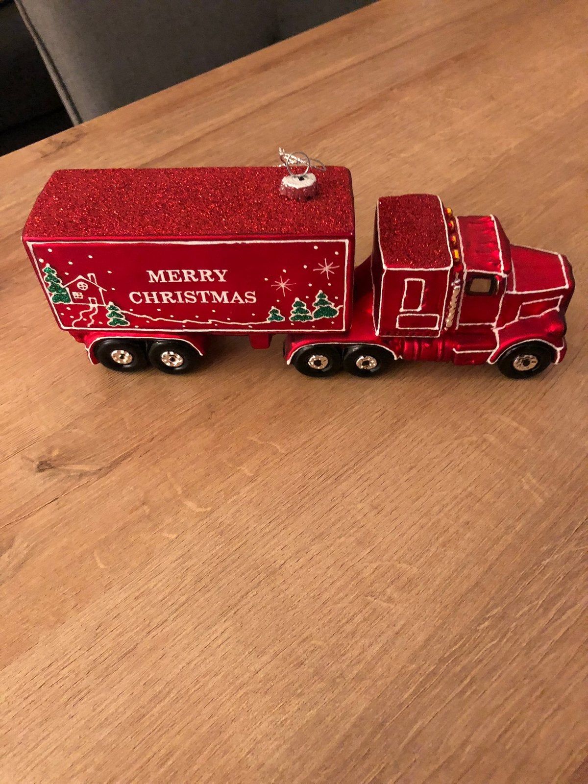 Kerstornament vrachtwagen Merry Christmas, Diversen, Kerst, Ophalen, Zo goed als nieuw