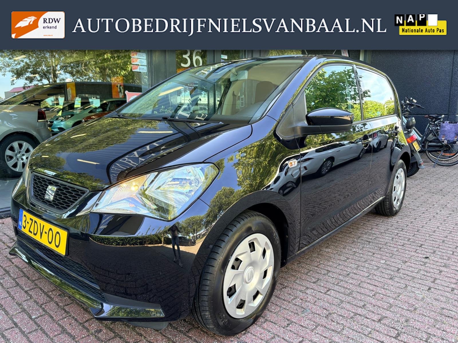 Seat Mii 1.0 Style Dynamic 34Dkm NAP!/Airco/5Drs/Nieuwstaat!, Voorwielaandrijving, Stof, Gebruikt, Zwart