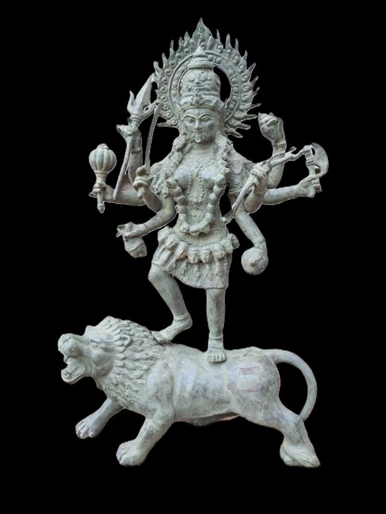Bronzen beeld van de godin Kali, Durga/India/Azië/45 cm, 45 cm, Nieuw, Ophalen of Verzenden, Overige materialen