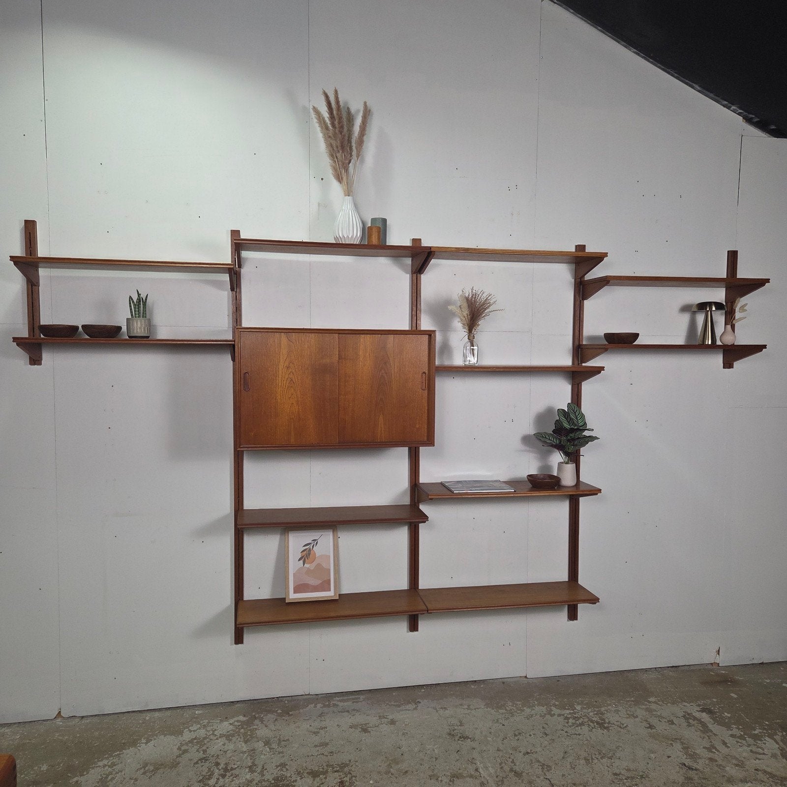Vintage jaren 60 Deens teak modulair wandsysteem Mid Century