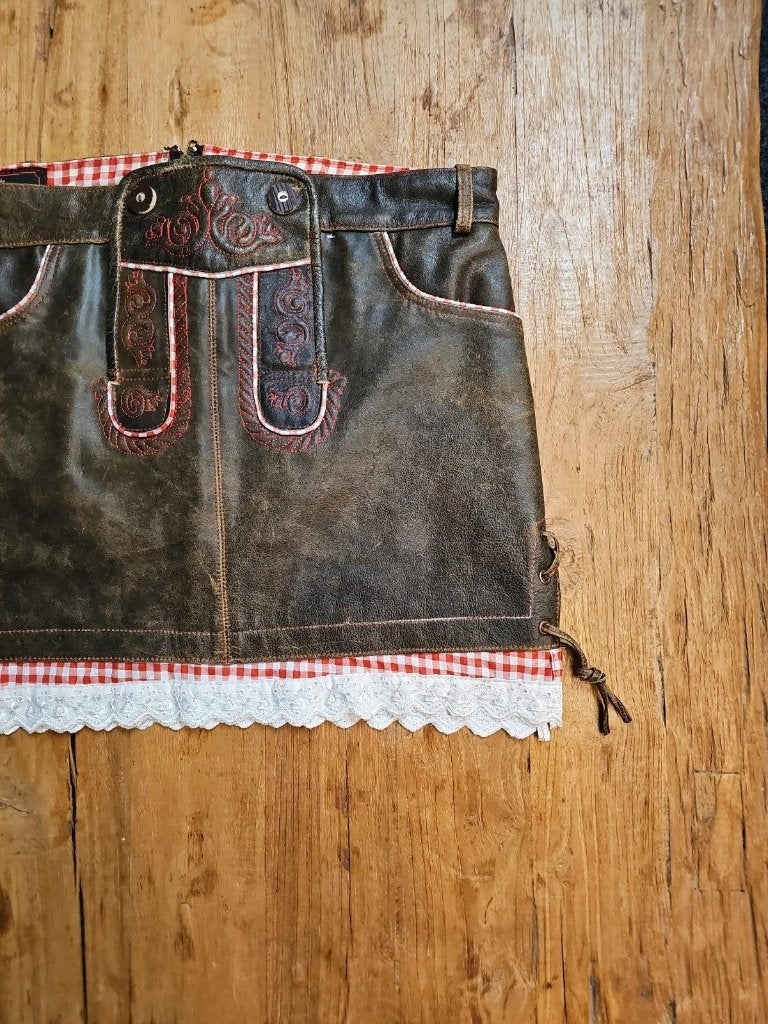 Lederhosen rok dames, Bruin, Maat 46/48 (XL) of groter, Djt@dejuistetoon.eu, Ophalen of Verzenden