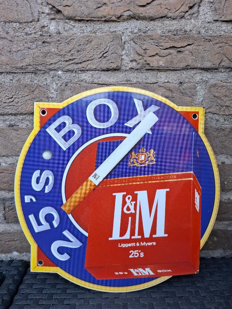 Authentiek emaillebord L&M sigaretten, Ophalen of Verzenden, Nieuw, Reclamebord