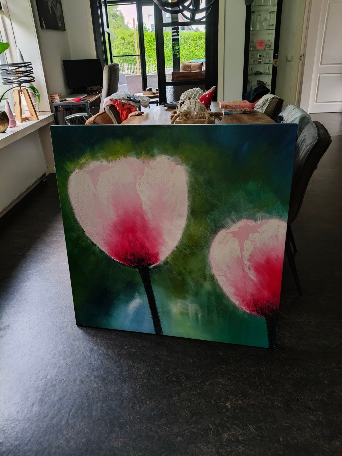 Schilderij tulp, Ophalen