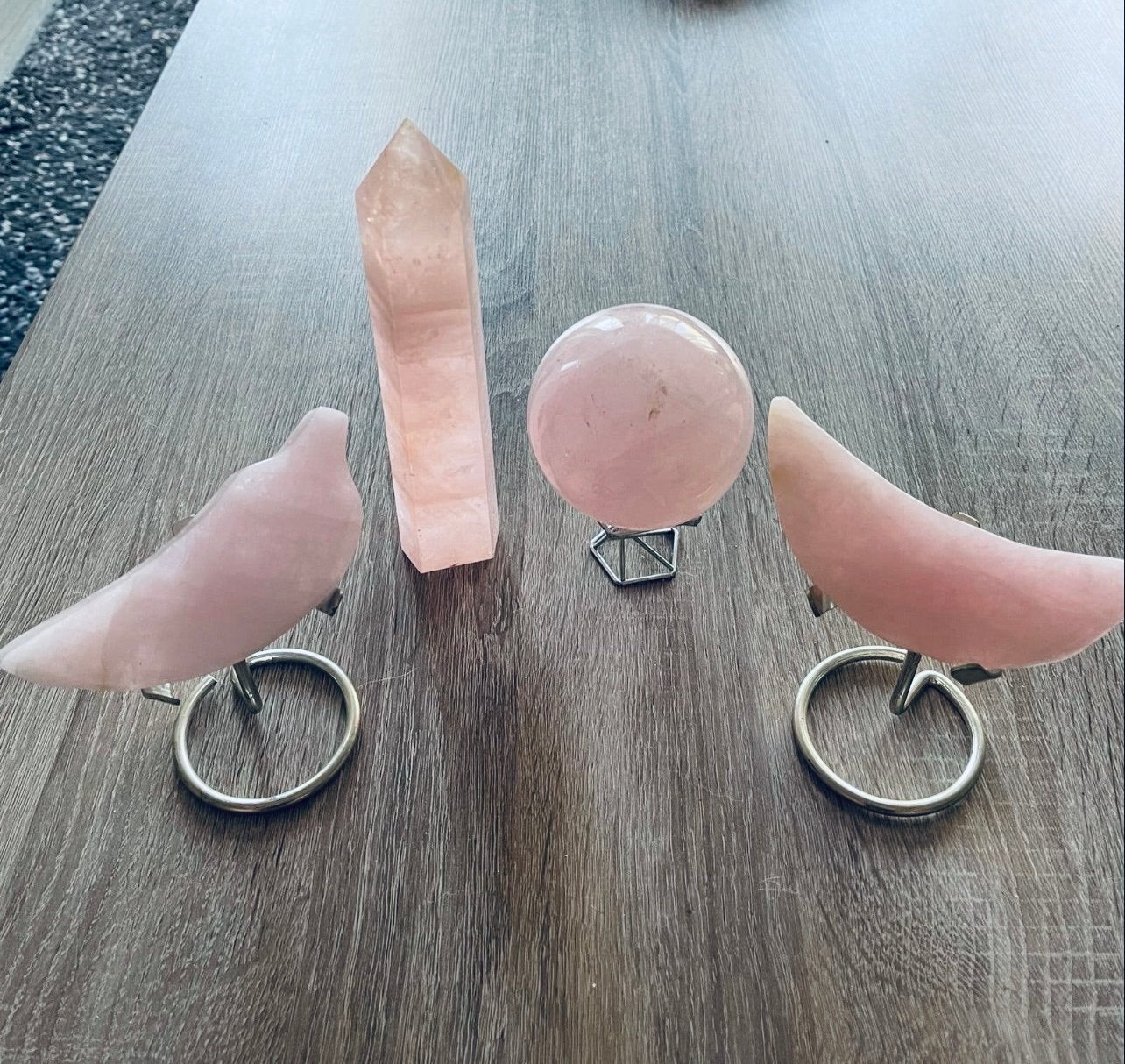 Roze Kwarts Set: Bol, Toren en Maanvormige Stenen, Ophalen of Verzenden, Nieuw