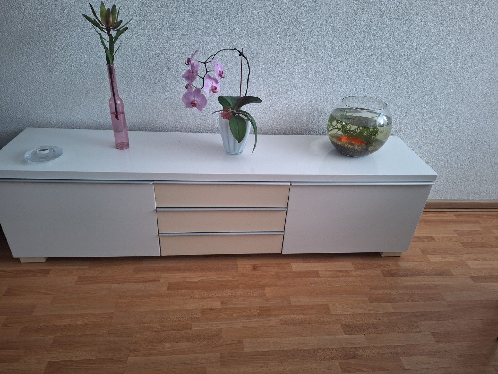 Modern IKEA dressoir met lades en deuren - Wit/Beige, Ophalen, Overige materialen, Met lade(s), 150 tot 200 cm