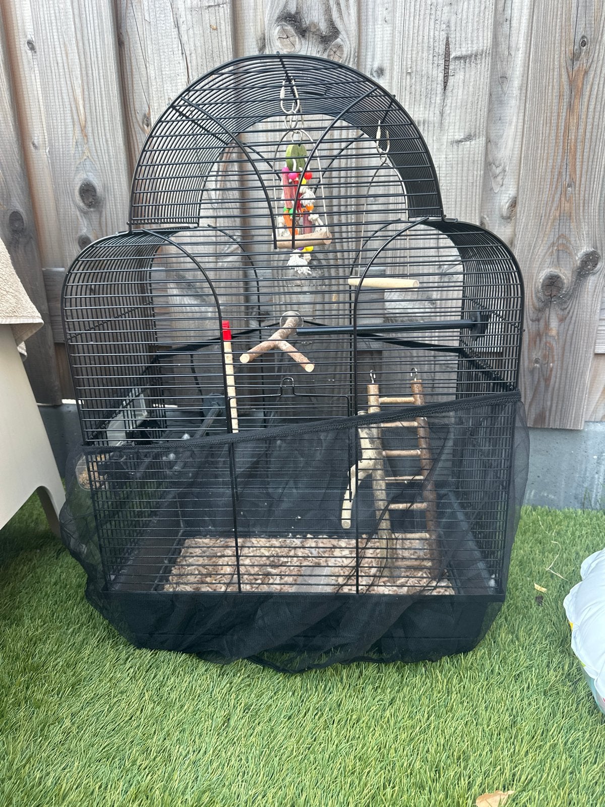Vogelkooi met net en alle speelgoed, Dieren en Toebehoren, Ophalen, Zo goed als nieuw, Metaal, Vogelkooi