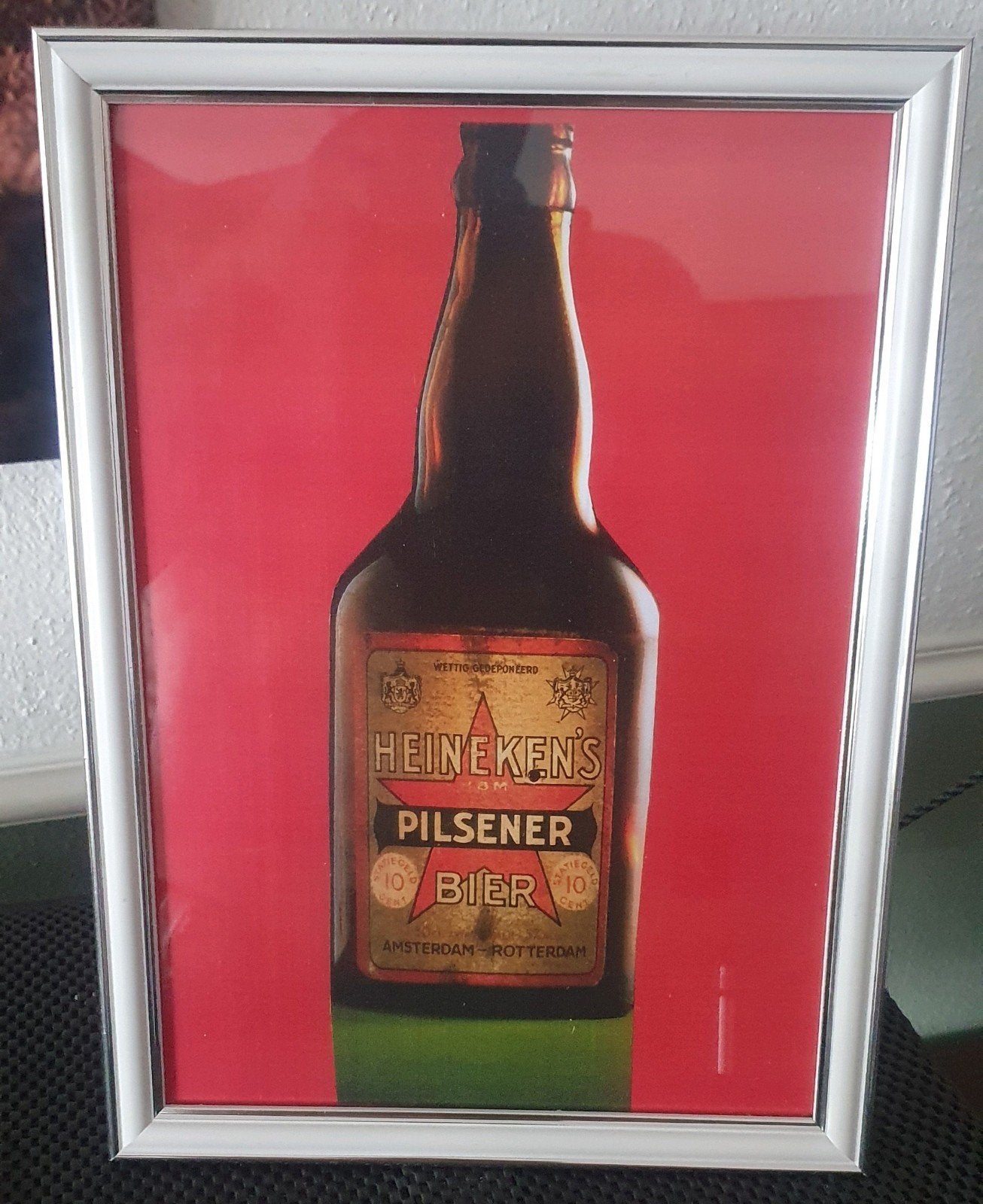 Heineken Pilsener Bier afbeelding in lijst, Verzamelen, Ophalen of Verzenden, Nieuw, Heineken