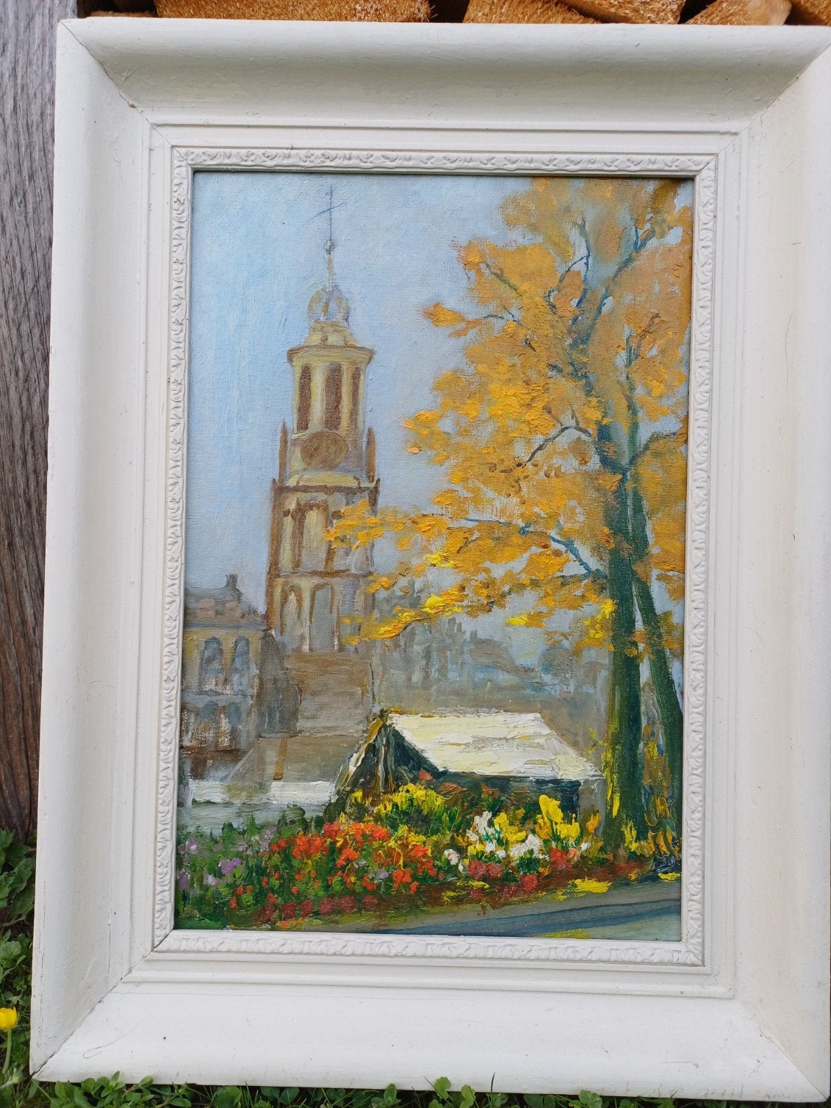 Bloemenmarkt met munttoren Amsterdam, Antiek en Kunst, Ophalen of Verzenden