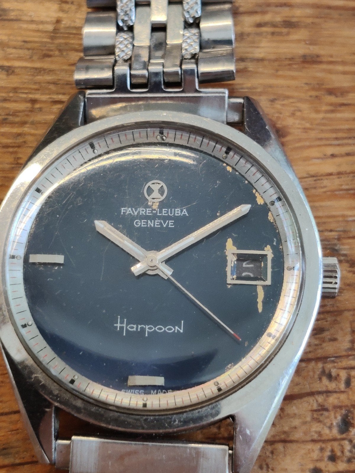 Fabre Leuba Harpoon vintage duik horloge, Ophalen of Verzenden, Leer, Overige merken