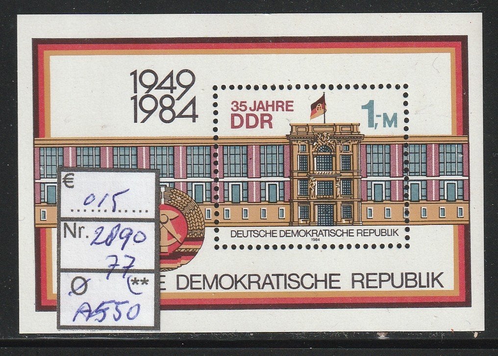 DDR 35 Jaar Blok 77 Michel 2890 Nr.A550p, Verzenden, DDR, Postfris