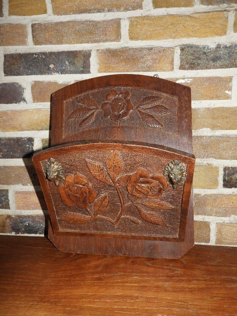 Antieke brievenhouder - postrekje- brievenrek / handgesneden, Ophalen of Verzenden
