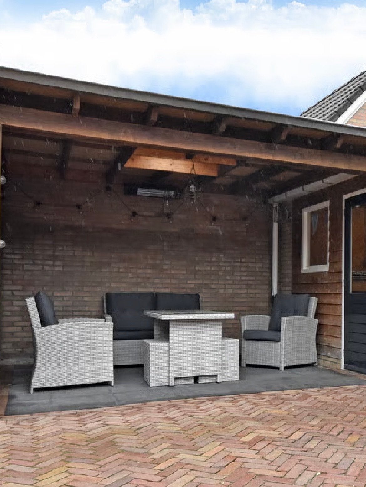 Moderne  Loungeset met Tafel en Kussens, Tuin en Terras, Tuinsets en Loungesets, Ophalen, 4 zitplaatsen, Zo goed als nieuw, Loungeset