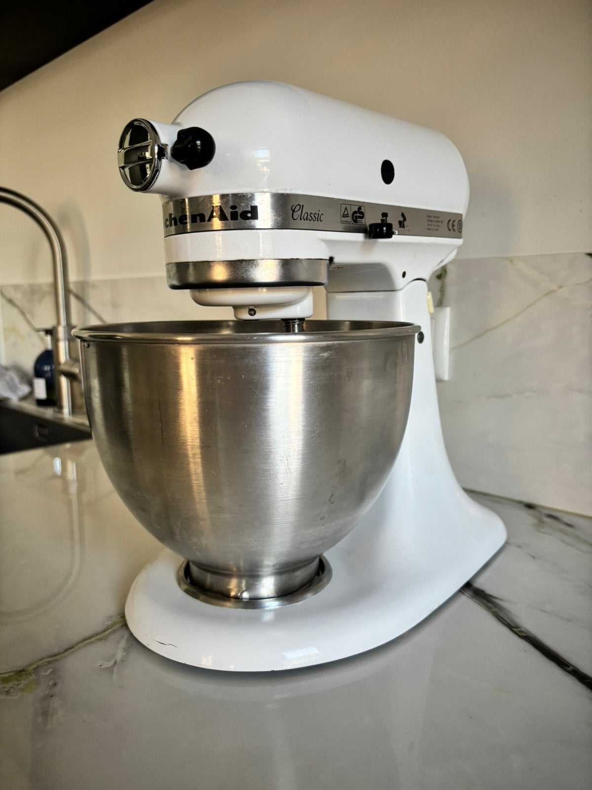 KitchenAid Classic Wit – Compleet met 3 Mengaccessoires, 4 liter of meer, Ophalen of Verzenden, Zo goed als nieuw, 3 snelheden of meer
