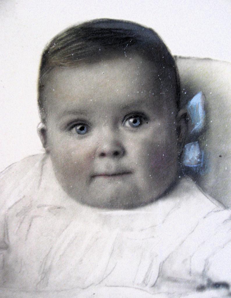 Pasteltekening baby Eefje , 7 maanden oud, jaren 30, Antiek en Kunst, Kunst | Tekeningen en Foto's, Ophalen of Verzenden