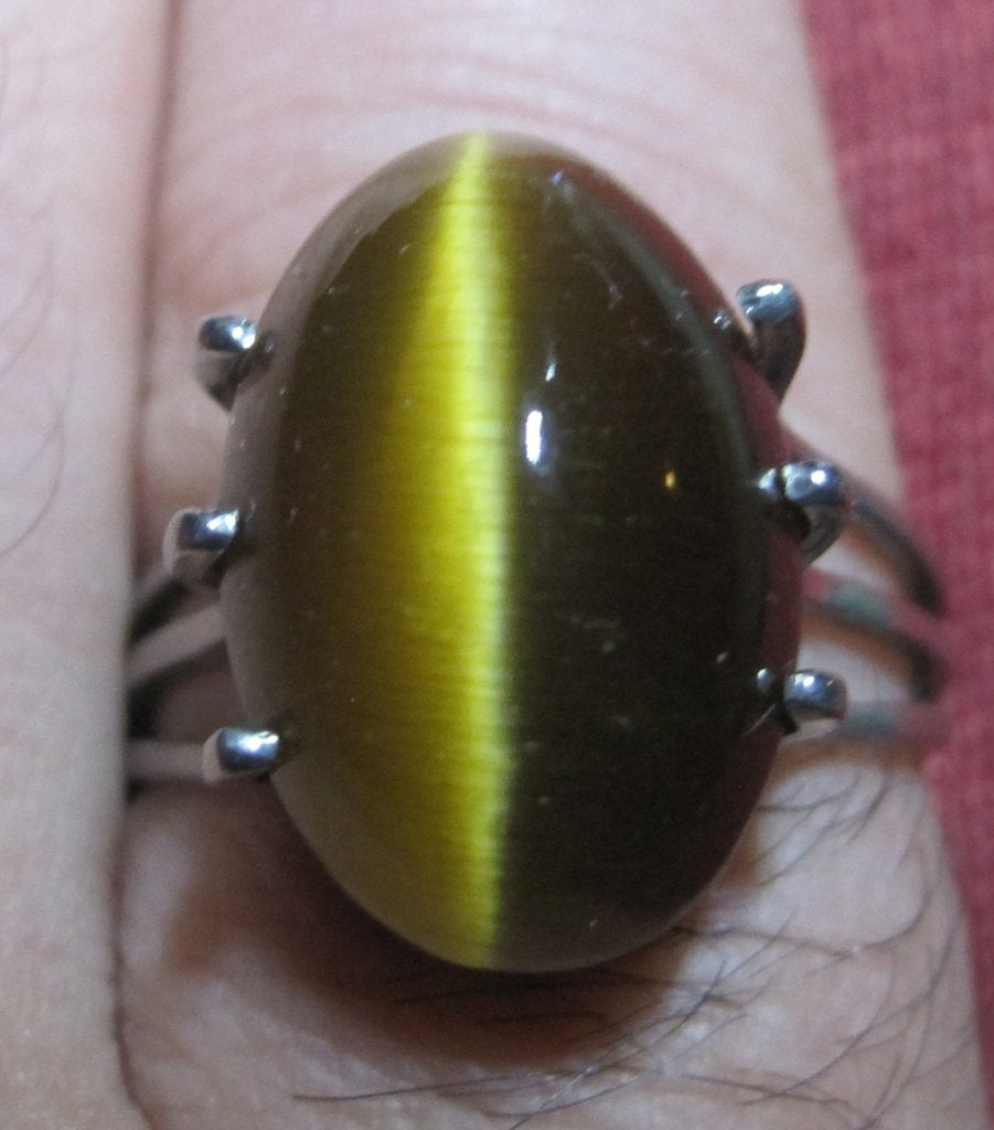 Design tijgeroog zilver 925 ring groot edelsteen zeldzaam, Ophalen, 18 tot 19, Zo goed als nieuw, Met edelsteen