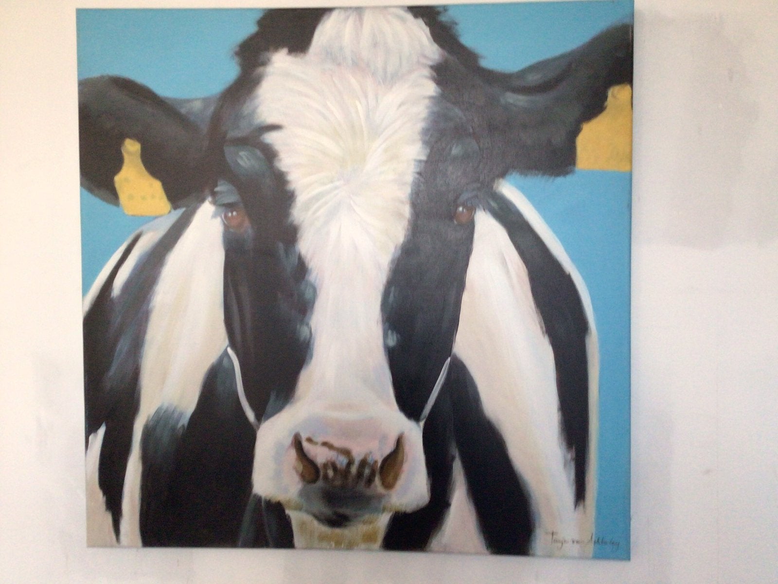 Olieverf schilderij koe, Ophalen