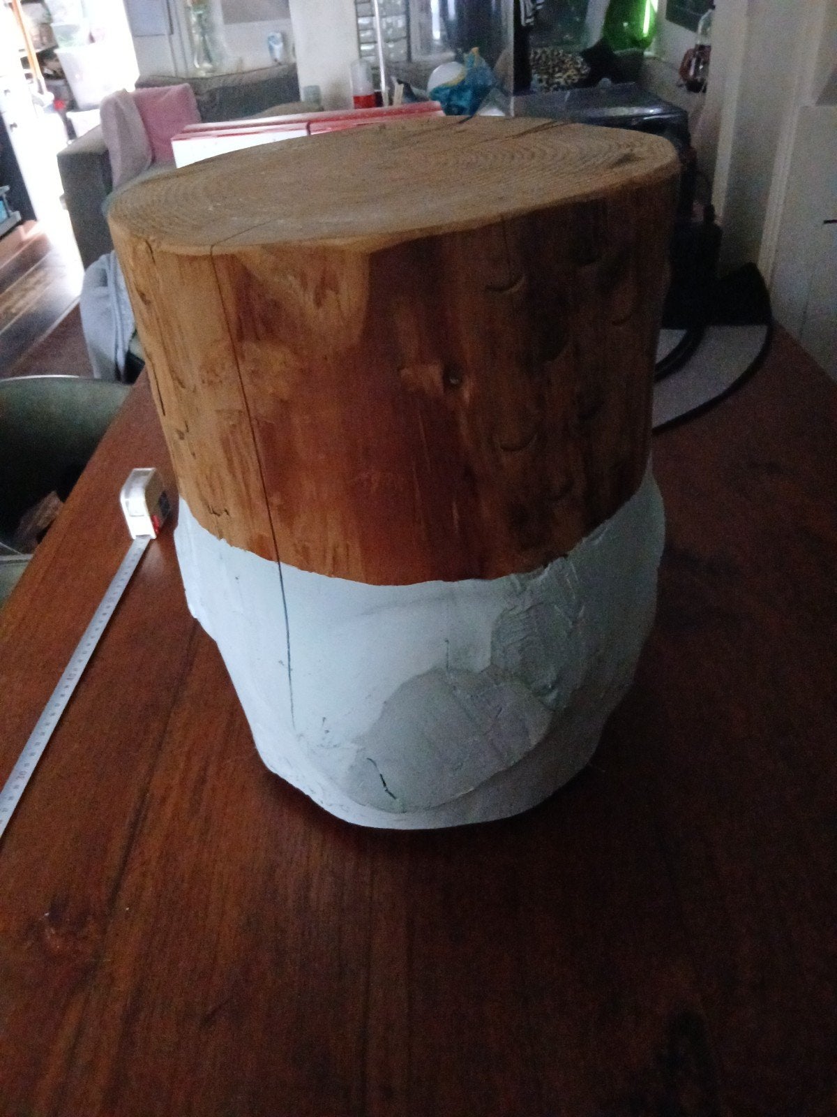handig krukje boomstam. nu mintkleurig, Ophalen, Gebruikt, Hout