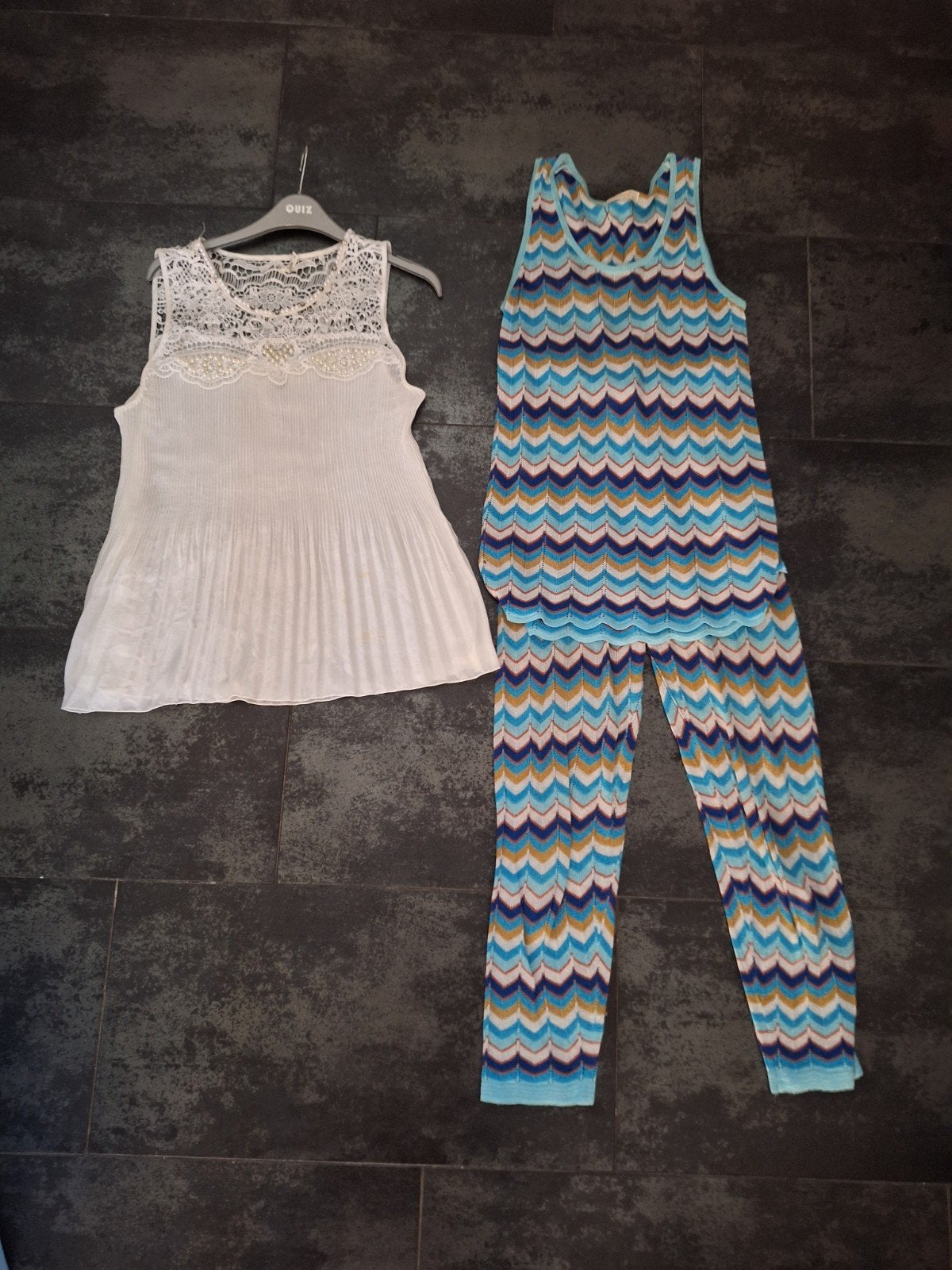 Set: Exquiss Paris Zigzag Broek & Wit Kanten Top, Wit, Ophalen of Verzenden, Gedragen, Exquiss Paris