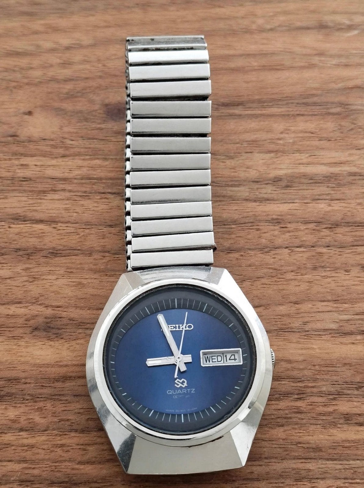 VINTAGE RETRO WERKEND JAREN 70 SEIKO SQ 4004, Seiko, Staal, Met bandje, Polshorloge