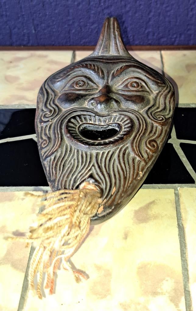 Antieke olielamp Pan Griekse mythologie 15,5 x 9,5 x 6 cm, Ophalen of Verzenden