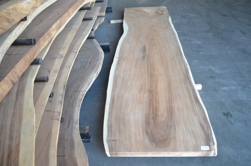 Boomstamtafel 400 cm suar -BT 248- 4 meter boomstamtafel, Overige houtsoorten, 100 tot 150 cm, Ophalen of Verzenden, Rechthoekig