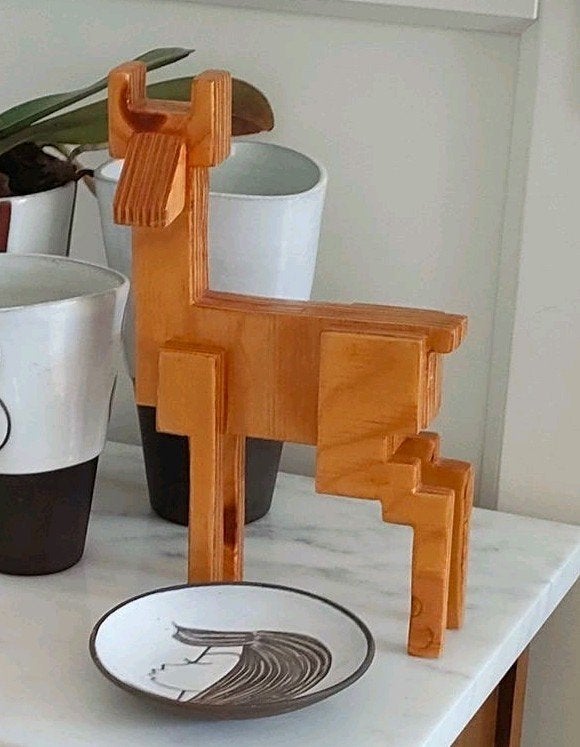 Hert vintage Ikea stijl hout pixel stijl  hert, Huis en Inrichting, Ophalen of Verzenden