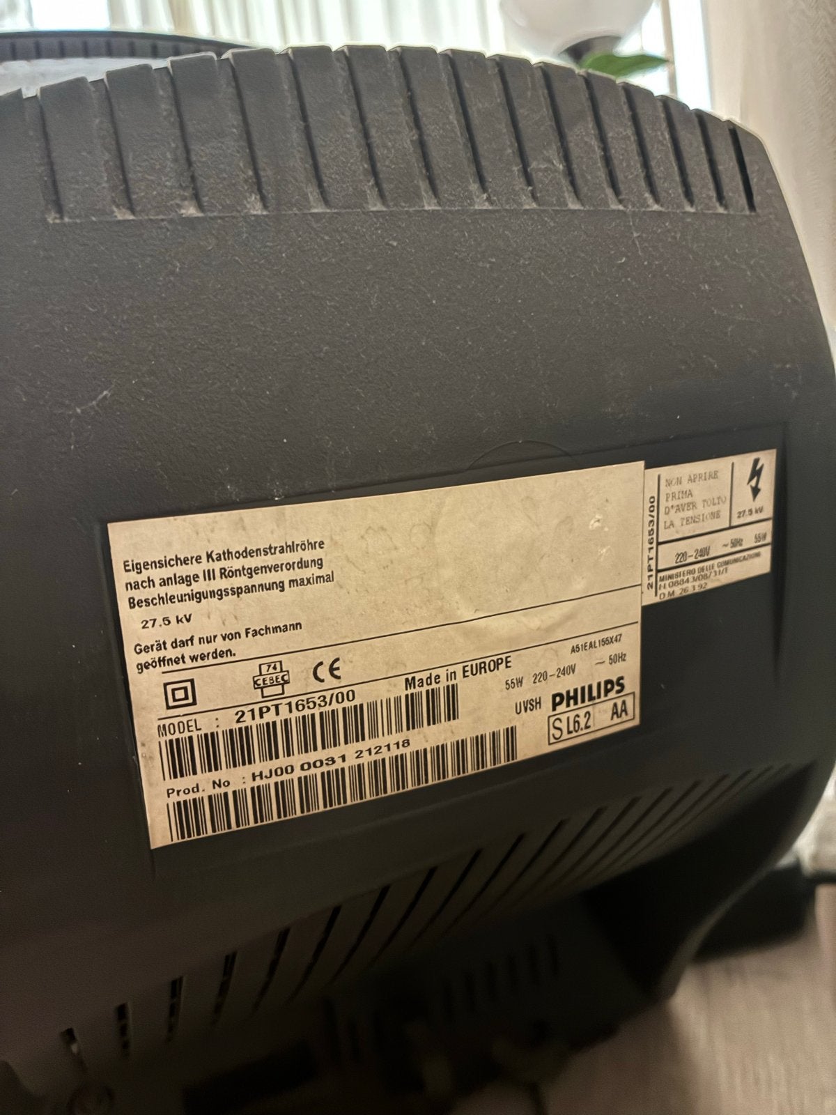 Philips CRT TV 21PT1653/00 - Vintage Televisie, Ophalen, Philips, Gebruikt, 50 Hz