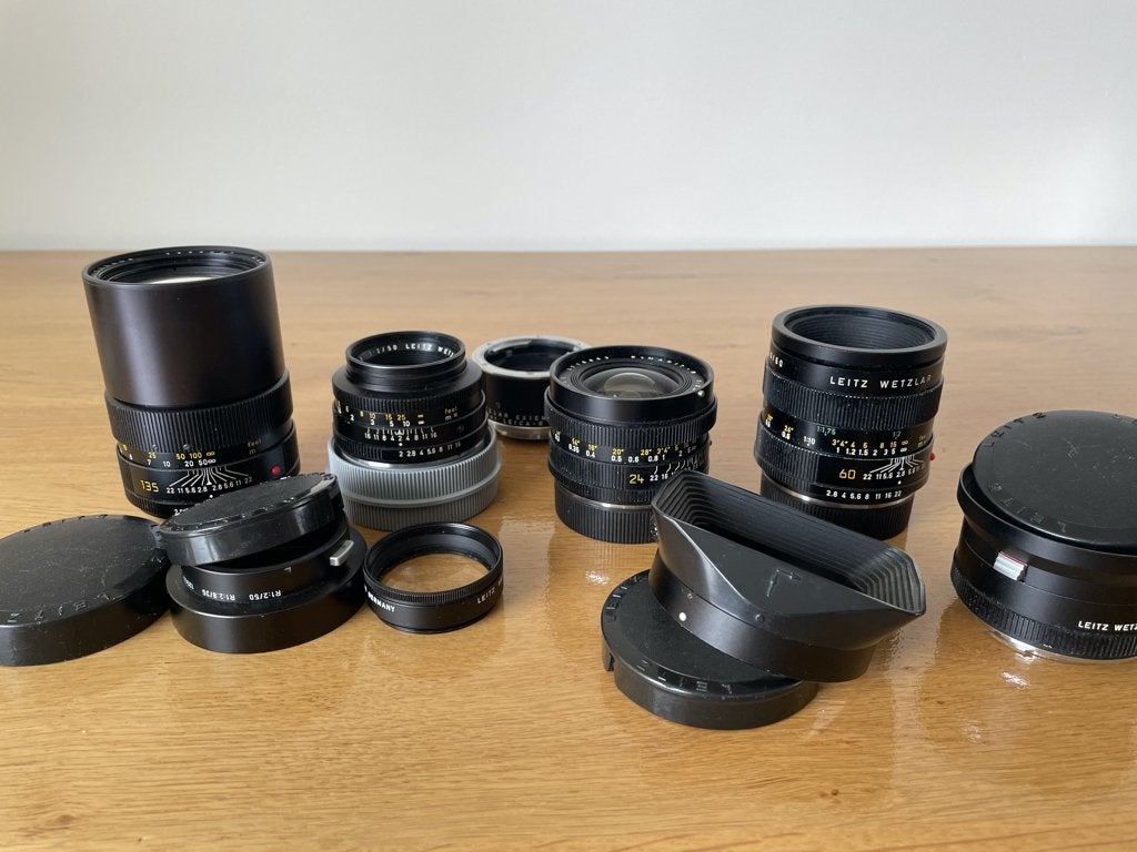 Leitz Leica R 24mm, 50mm, 60mm, 135mm set, Ophalen, Gebruikt, Standaardlens