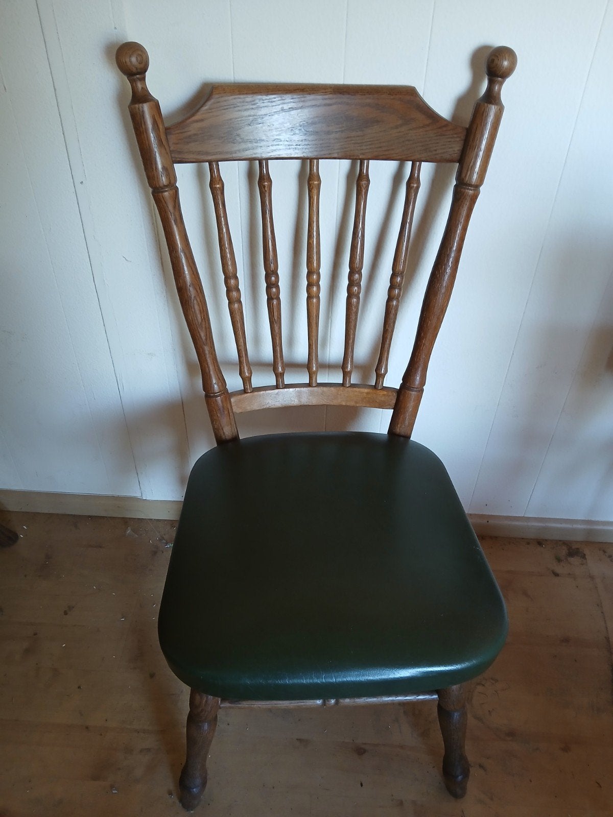 6 Antieke stoelen met groen lederen bekleding, Antiek en Kunst, Ophalen