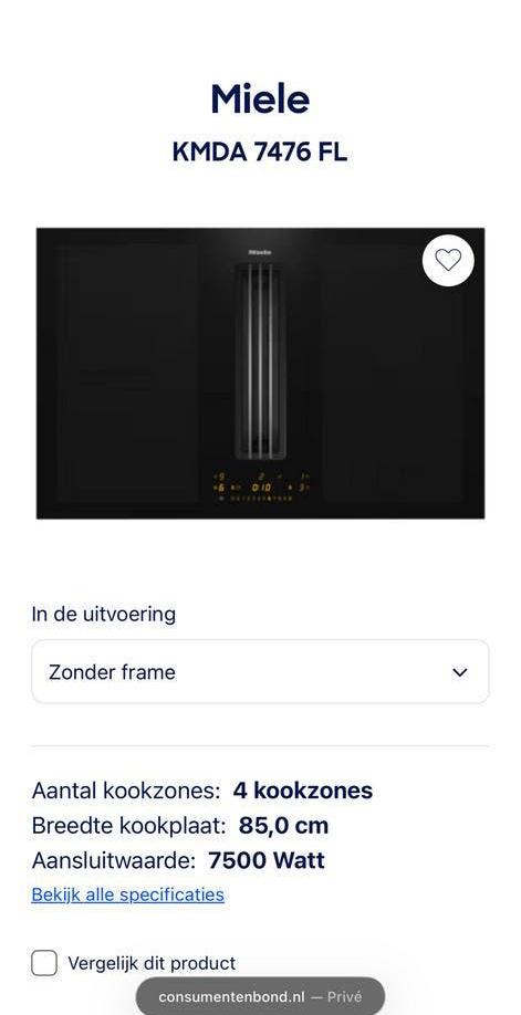 Mooie Miele kookplaat KMDA 7476 FL! (^@^), Witgoed en Apparatuur, Kookplaten, Ophalen, Nieuw, 4 kookzones, Inbouw
