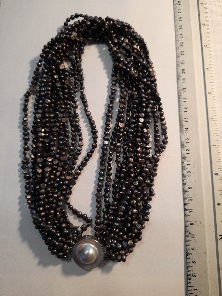 Prachtige ketting 925 zilver zoetwaterparels en parelmoer, Ophalen of Verzenden, Zo goed als nieuw, Paars, Zilver