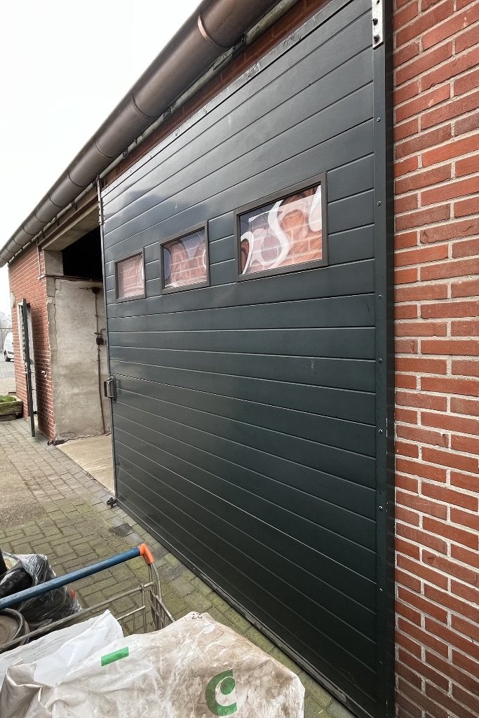 schuifdeur, groen, ±3,16m breed, ±2,82 m hoog, Ophalen, Gebruikt, Overige typen, Schuifdeur