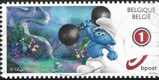 B 228 -     - Belgie/Duo/ Smurfen, Ophalen of Verzenden, Gestempeld