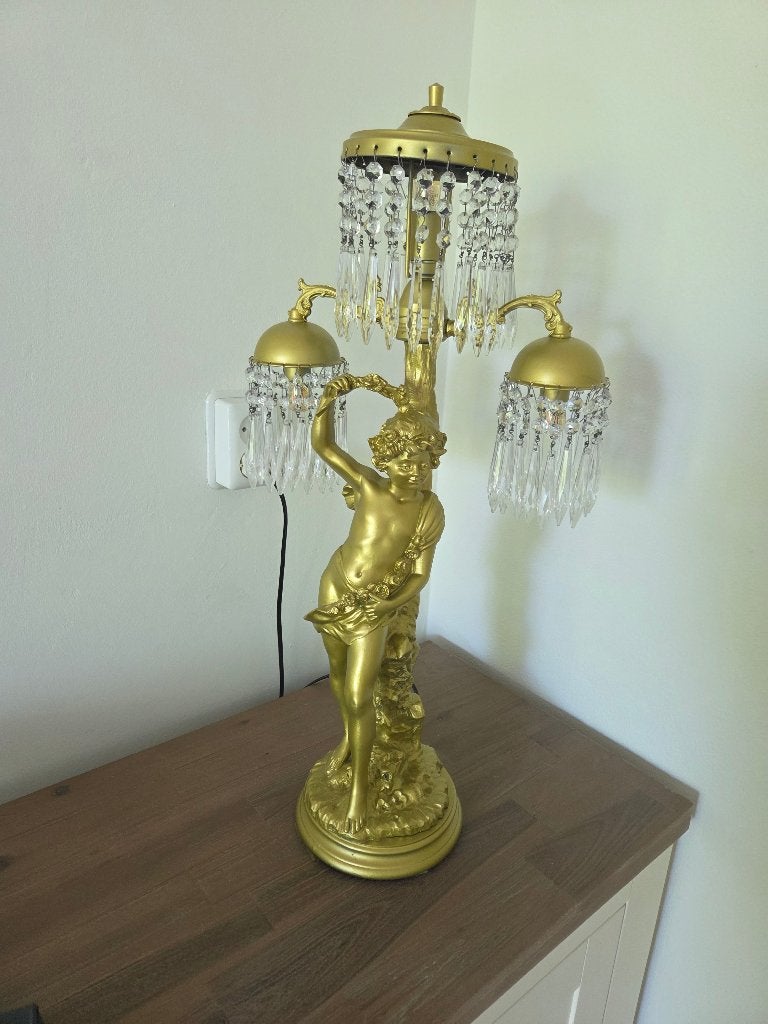Lamp met glas pegels, Antiek en Kunst, Antiek | Lampen, Ophalen of Verzenden