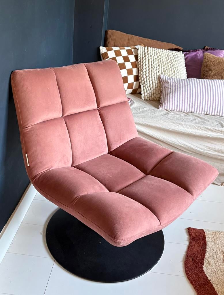 Dutchbone fauteuil Bar lounge oudroze, Ophalen, 75 tot 100 cm, Zo goed als nieuw, Stof