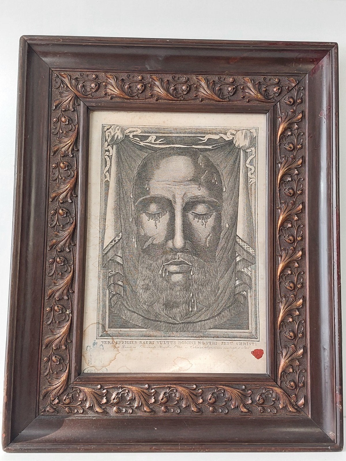 Antieke Vaticaanse gravure Heilig Gelaat 1837 40x50 cm, Ophalen