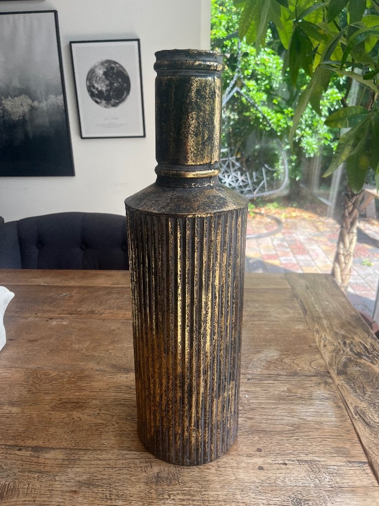 Grote vaas zwart/goud – 50 cm, Ophalen, Overige materialen, Zo goed als nieuw, 50 cm
