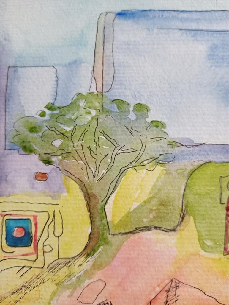 Aquarel pentekening gesigneerd, Ophalen of Verzenden