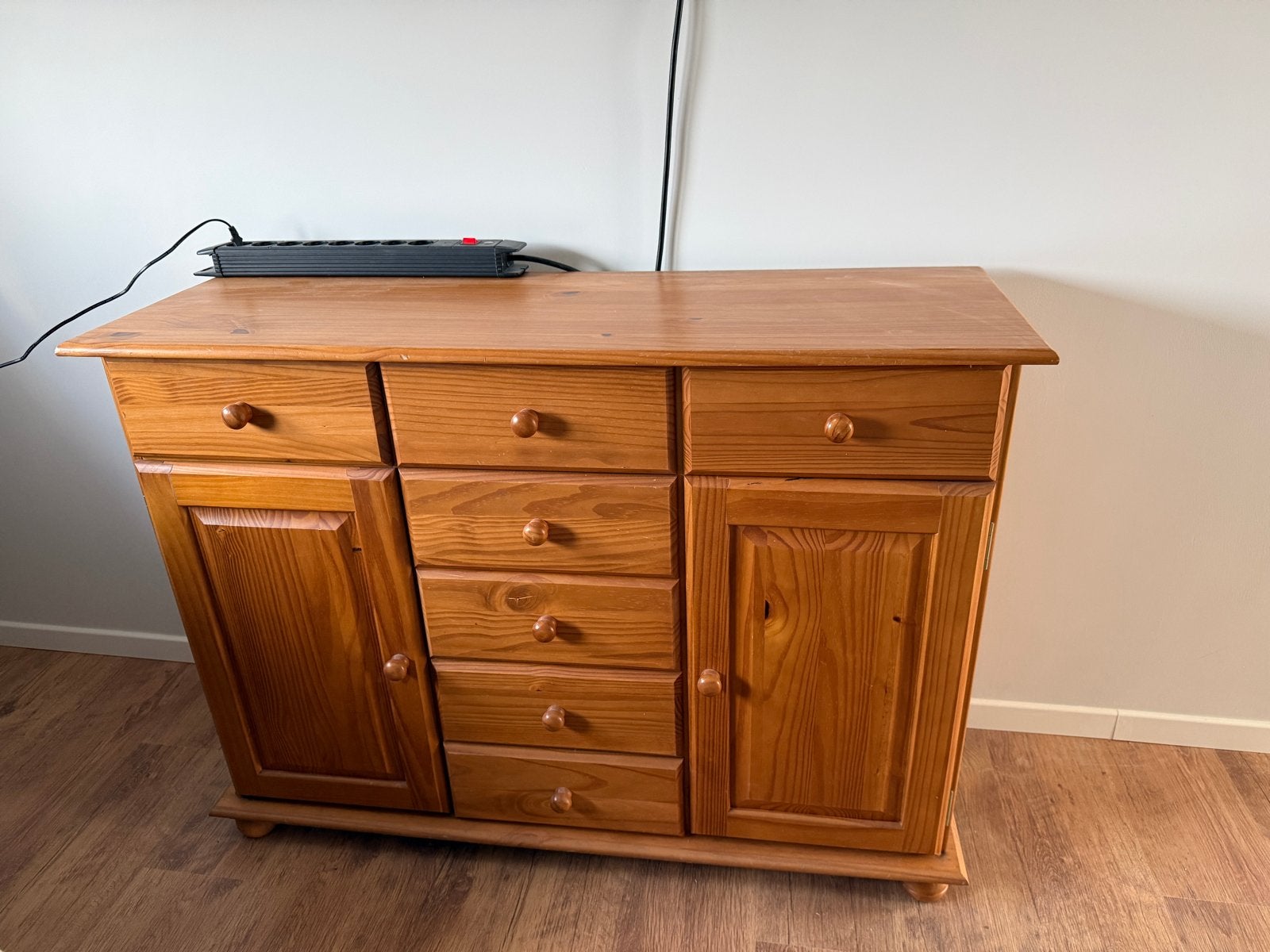 Grenen dressoir met lades en deuren, Ophalen, Gebruikt, 100 tot 150 cm, Met lade(s)