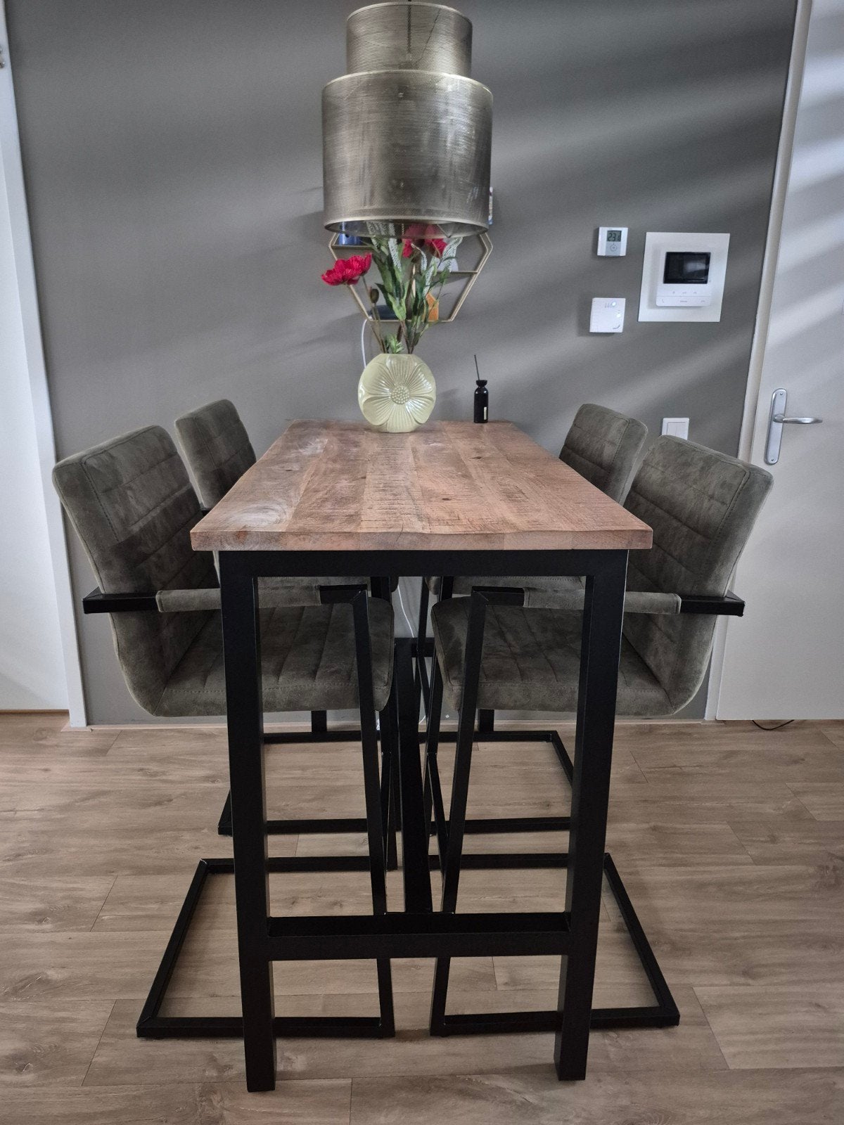 hoge eettafel met stoelen, Huis en Inrichting, Ophalen, 100 tot 150 cm, 50 tot 100 cm, Zo goed als nieuw