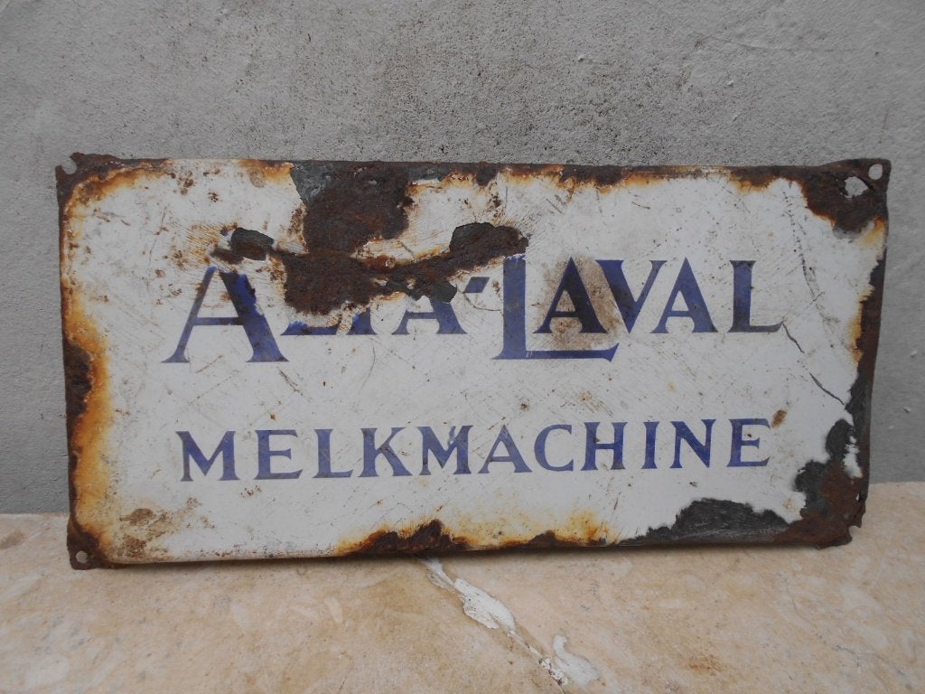 oude reklameplaat-ALFA-LAVAL- MELKMACHINE  emaille, Antiek en Kunst, Ophalen of Verzenden