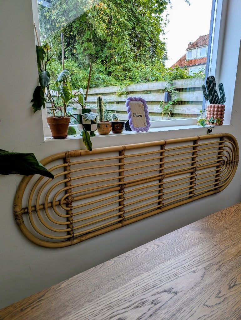 Mooi achter bord / bed hoofdeinde rotan, Ophalen, Overige materialen, Tweepersoons, Zo goed als nieuw