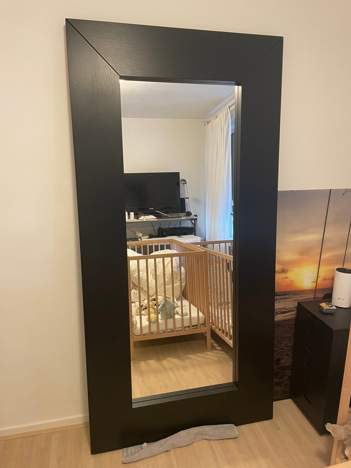 Ikea spiegel zwart, Huis en Inrichting, Woonaccessoires | Spiegels, Ophalen, Gebruikt, 75 tot 100 cm, 150 tot 200 cm