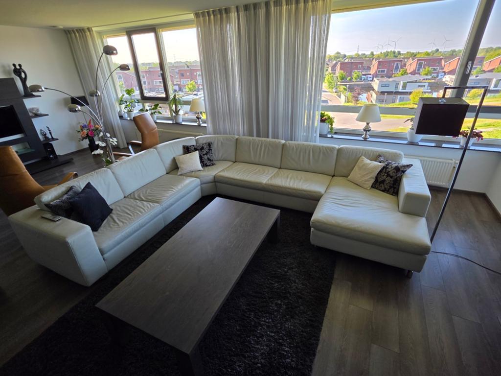Leren Hoekbank Topform - Wit, Ruim en Comfortabel, Huis en Inrichting, Modern, Comfortabel, Gebruikt, 100 tot 125 cm, Hoekbank