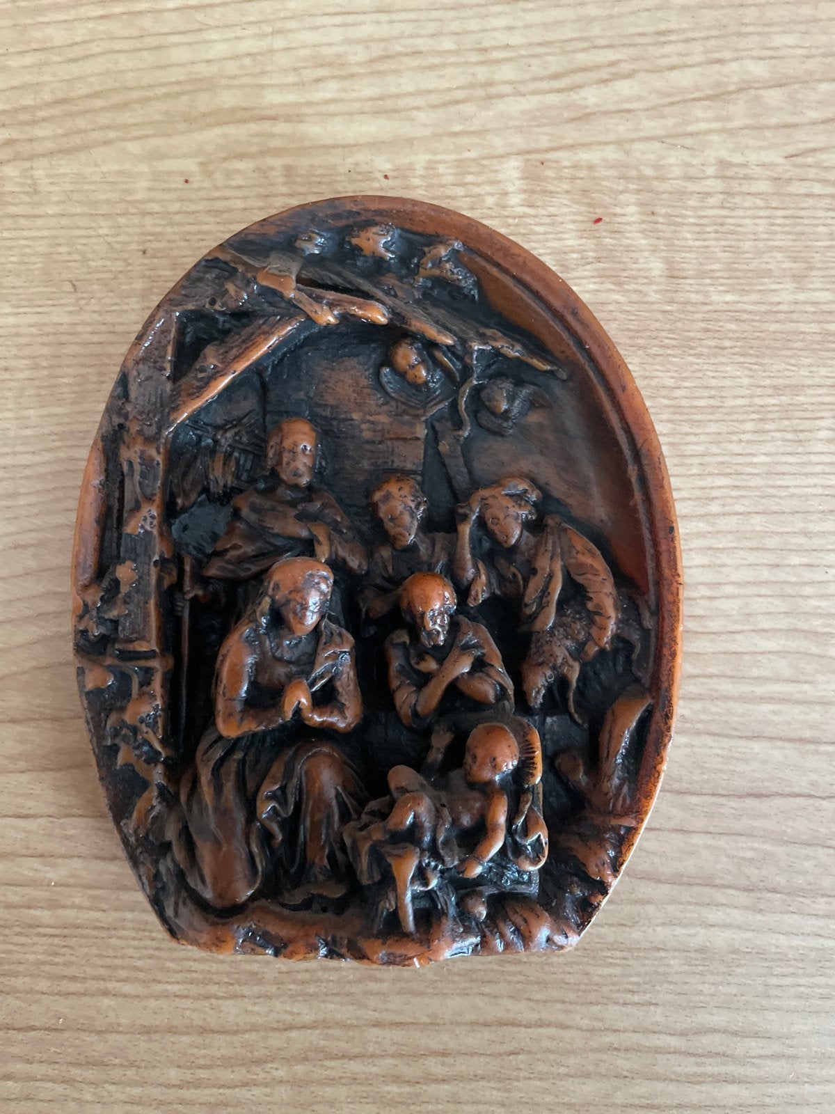 Vintage Kerststal Reliëf - Handgemaakt was, Antiek en Kunst, Ophalen of Verzenden